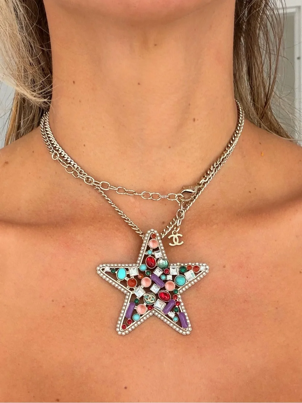 ⭐️Chanel Multicolor Star Pendant Necklace 🦄
